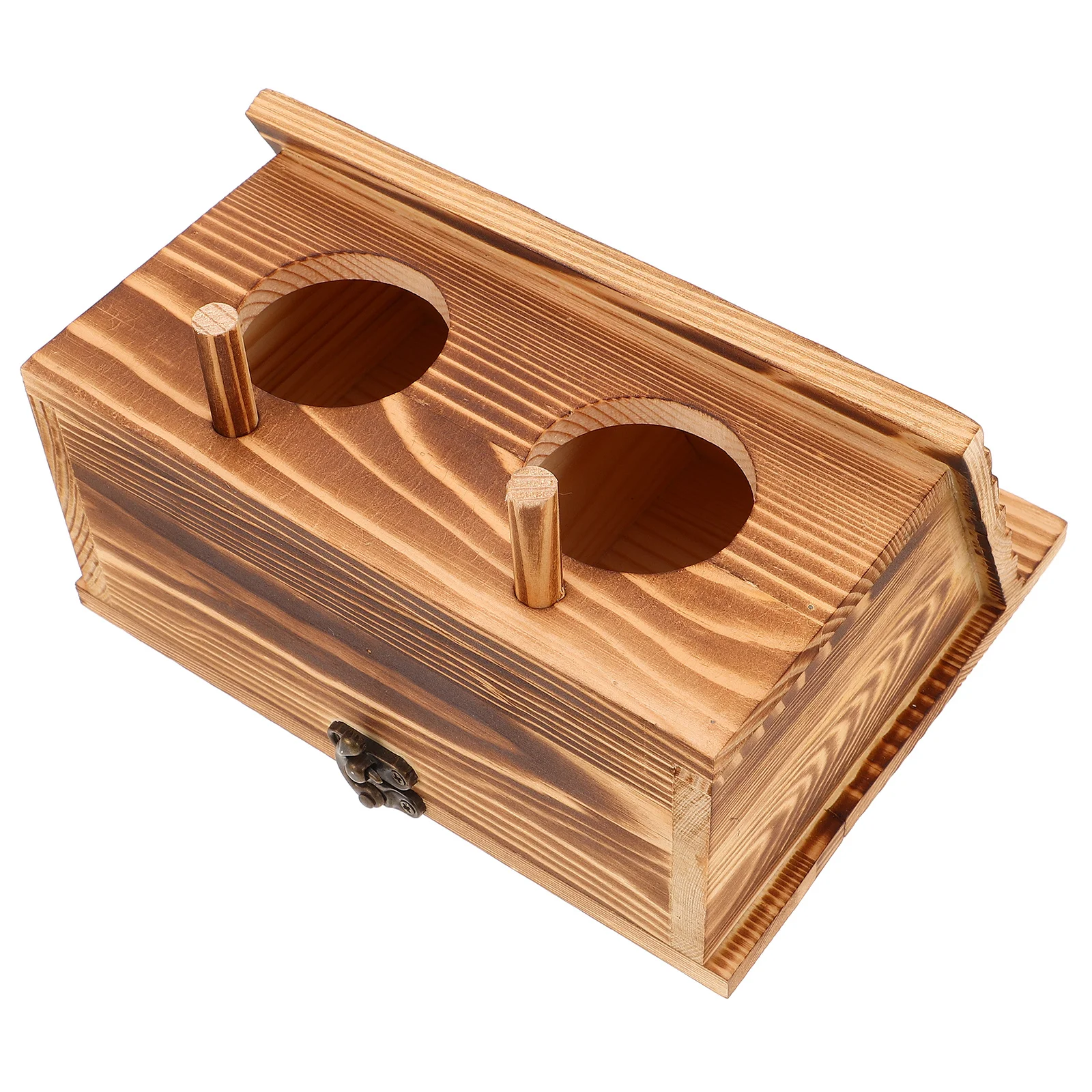 

Parrot Nesting Box: Compact Wooden Bird House with Two Holes for Outdoor Wall Or Tree Mounting Breeding Cage for Cockatiel