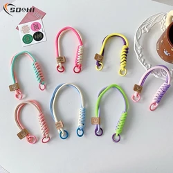 1pc Cute Braid Mobile Phone Lanyard Anti-loss Short Wrist Band Pendant Fashion Hanging Strap Candy Colors Rope Chain