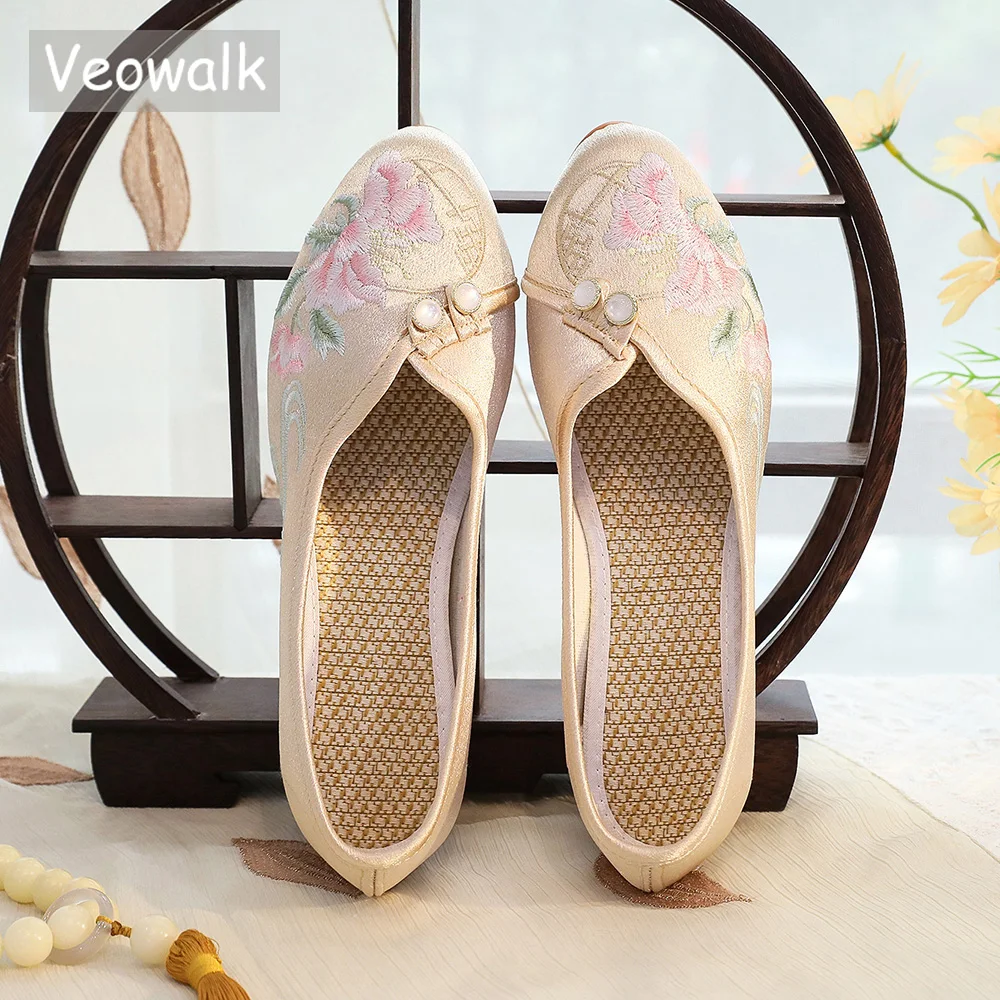 

Veowalk, элегантные женские туфли без шнуровки из глянцевого флока на низком каблуке 3 см, модельные туфли в стиле ретро с острым носком, мягкие и удобные туфли-лодочки