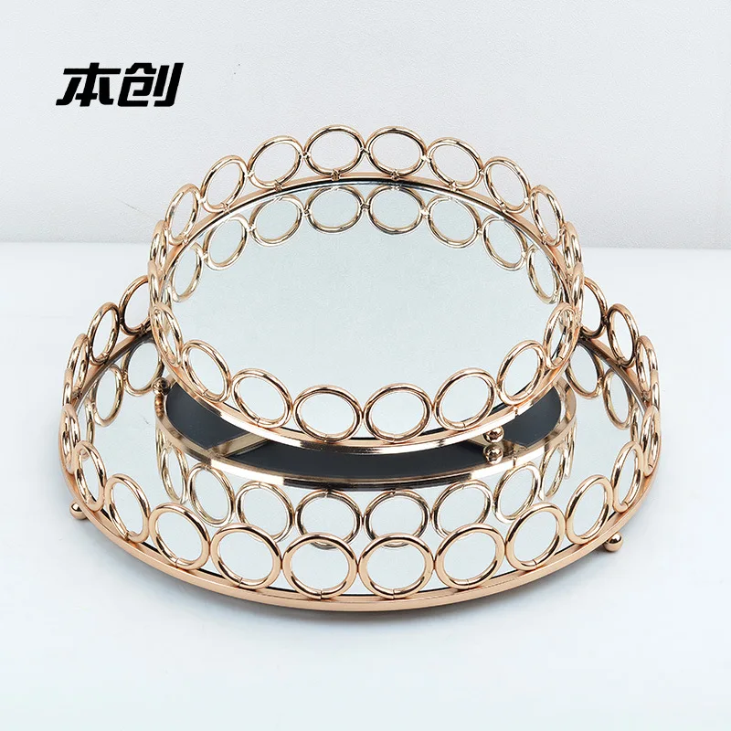 Wrought Iron Storage Box Coffee Table Fruit Plate Wedding Decoration Dessert Table Glass Fruit Plate Cake Plate Wine Tray