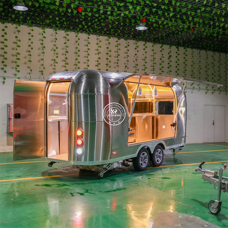 

16.4ft Stainless Steel Airstream Food Trailer Fully Equipped Restaurant Mobile Bar Truck Pizza Ice Cream Fast Food Cart for USA