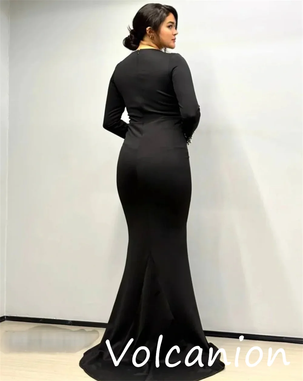 Personalizado estilo chinês jérsei lantejoulas trompete colher pescoço vestidos longos sob medida ocasião requintado brilho