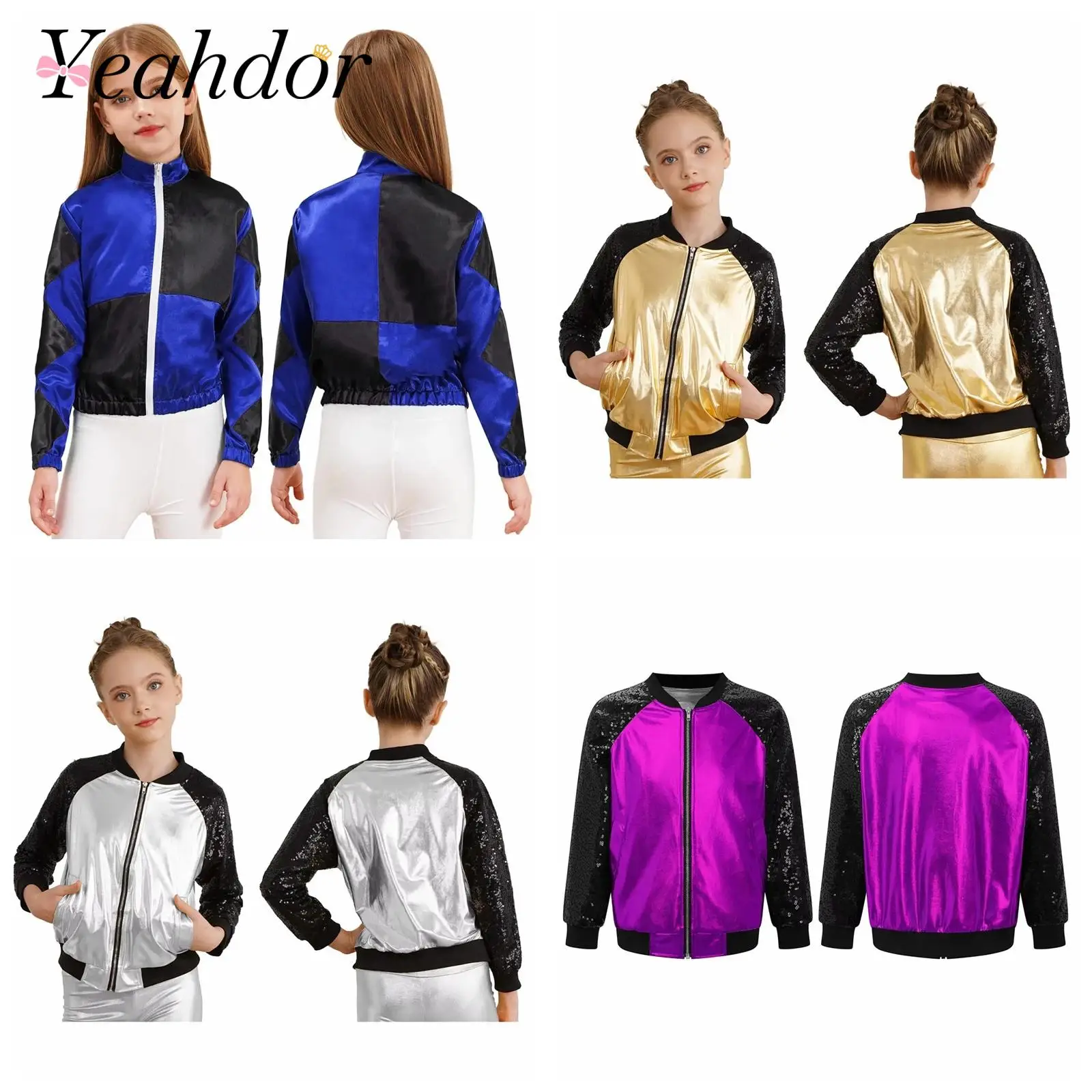 

Kids Girls Coat Hippy Jacket Hip-pop Outerwear Riding Horse Trainer Cosplay Costume Children Street Jazz Dance Costume Jackets