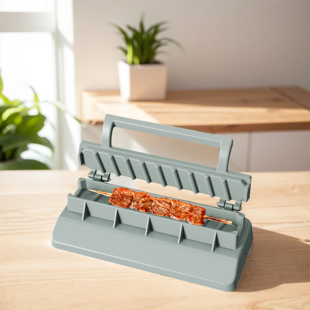 

Kebab Maker Plastic Barbecue Meat Skewer Machine Portable Reusable BBQ Skewer Maker Easy BBQ Companion for Home Chefs