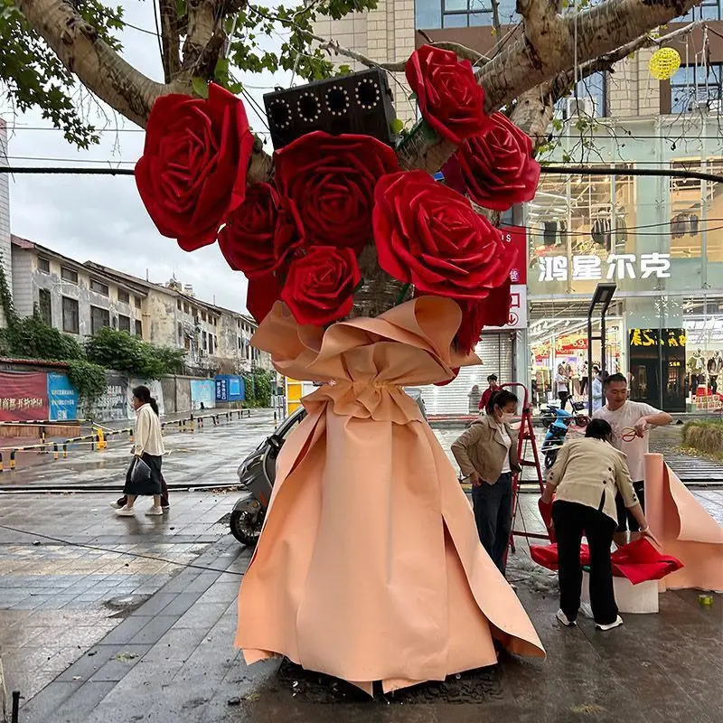 Giant simulated tree bag rose finished decoration romantic wedding arrangement
