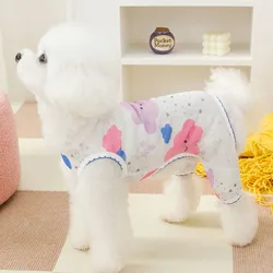Mesh-Overall mit Katzen- und Hundemuster, Sommerkleidung, Pyjama zur Mückenschutz, 4-Bein-Hoodie, Einteiler-Kleidung für kleine Hunde, Jungen und Mädchen # L