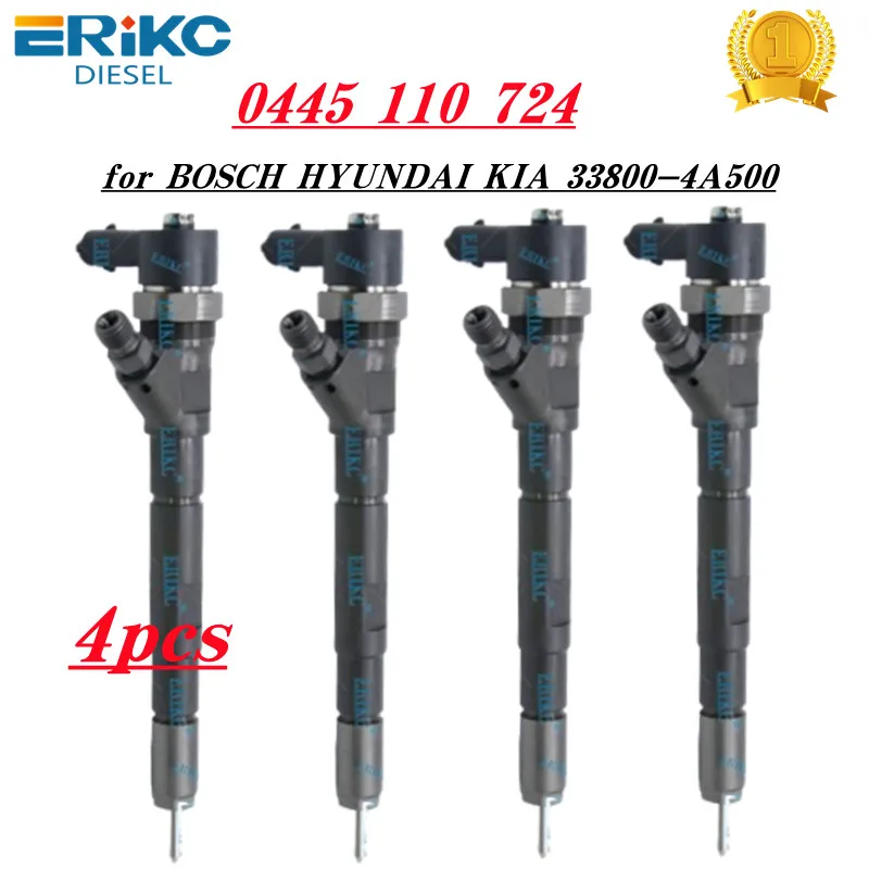 4 PCS 0445 110 724 New Fuel Injector 0 445 110 724 injection 0445 110 724 Injectors for Diesel Engine HYUN-DAI 33800-4A500