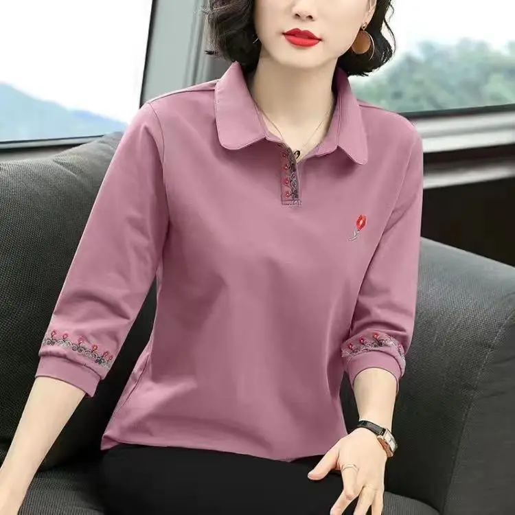 قميص نسائي صيفي فضفاض للتخسيس 3/4 كم من القطن