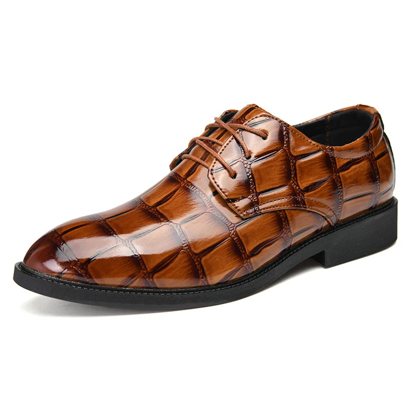 Men's Shoes Crocodile Pattern Leather Shoes Luxury Business Loafers Breathable Round Toe Casual Shoe High Quality Dress Shoes