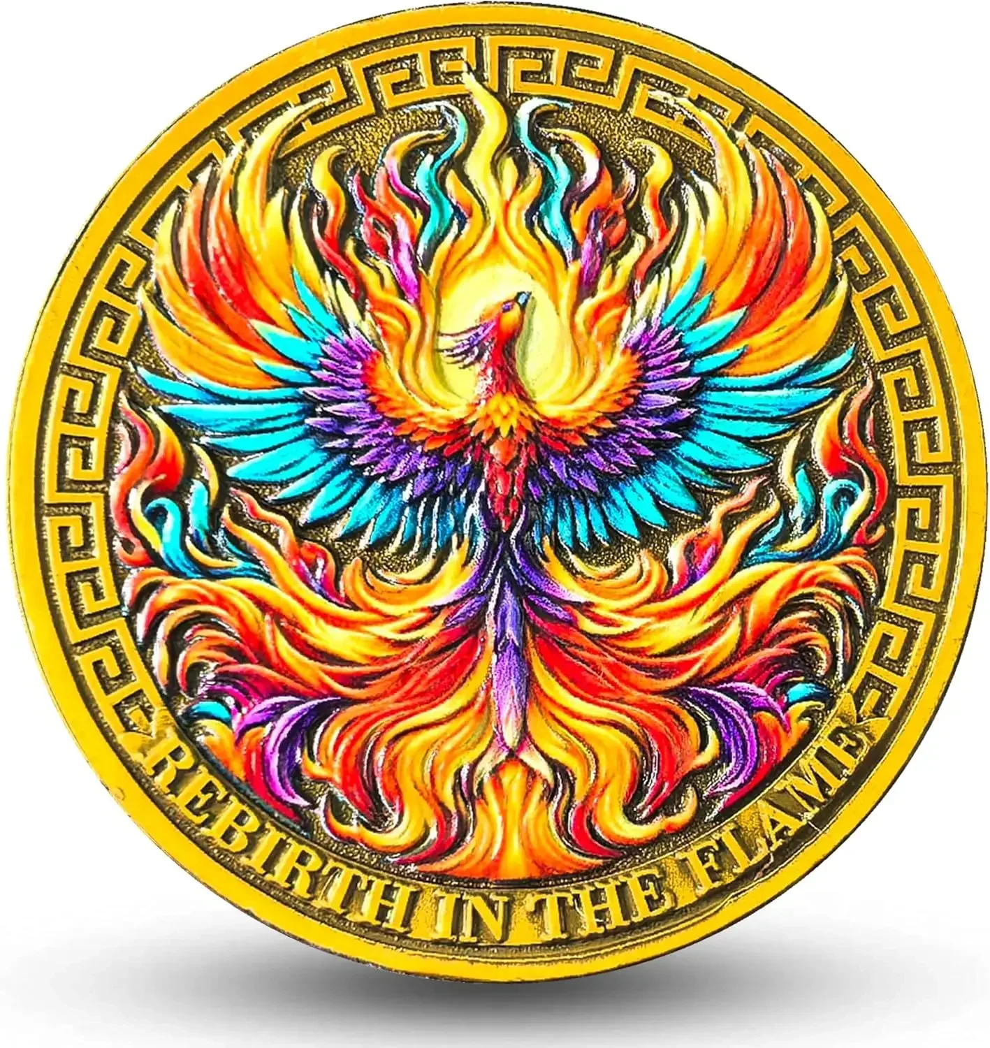 Phoenix Raising Sobriety Chip for Celebrating Recovery with Serenity Prayer AA Medallion (Single Coin)