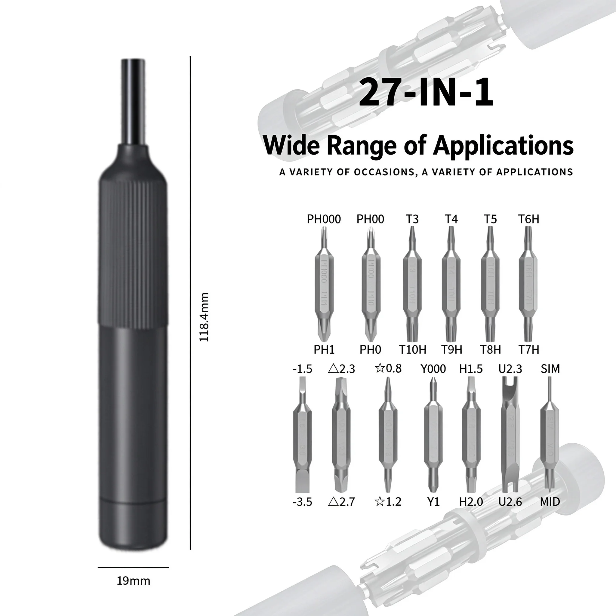 27-in-1 Precision Screwdriver Kit, Magnetic Bit Driver with Built-in Storage, Compact Repair Tool for Electronics, Glasses, Watc