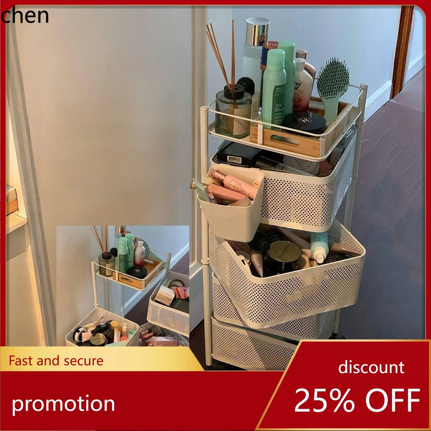 

H1 Mobile Multi-layer Small Cart elf Kitchen Living Room Snas Storage Basket Cosmetics Vegetables Miscellaneous Floor-standing