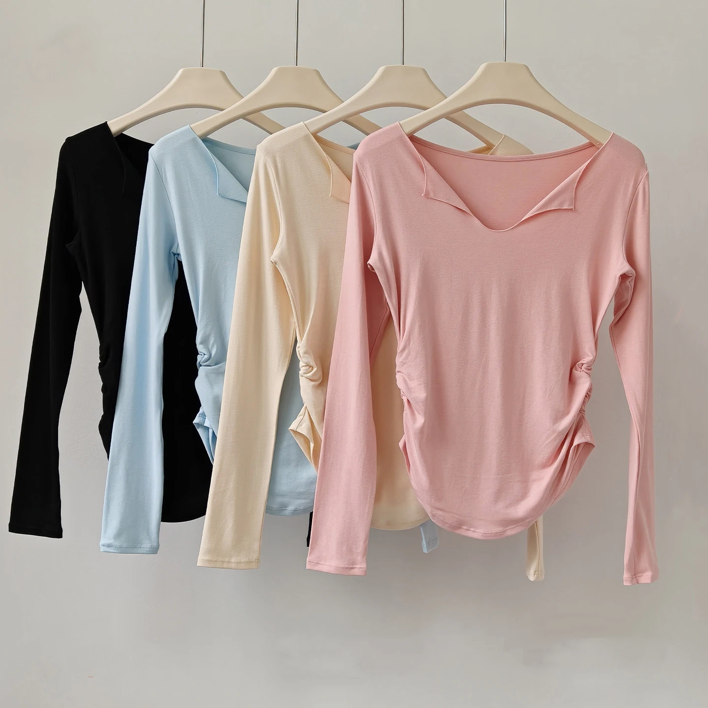 Temperament V-neck Yoga Wear Long-sleeved Women's Tight-fitting Breathable Sports Tops Slim Fit Sports Pilates Fitness Wear
