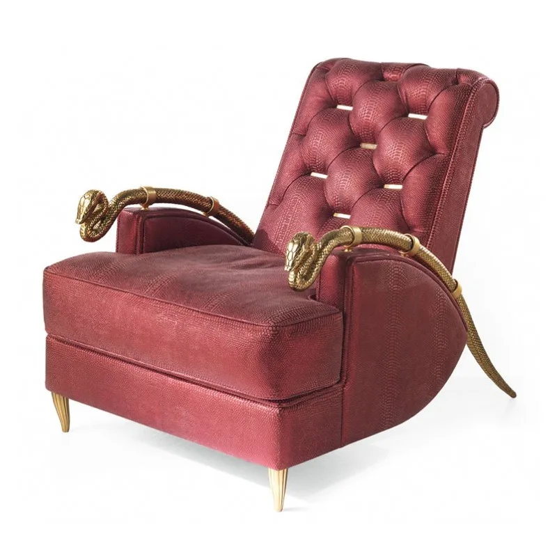 Huanou/Italian light luxury green python pattern cowhide first layer matte leisure chair