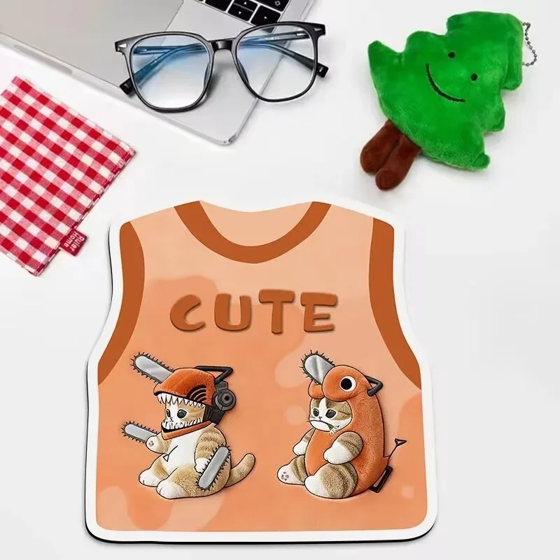 Cute cat sweater printed pattern mouse pad 3D Cartoon animal design computer deskmat portable mousepad desktop decoration orange