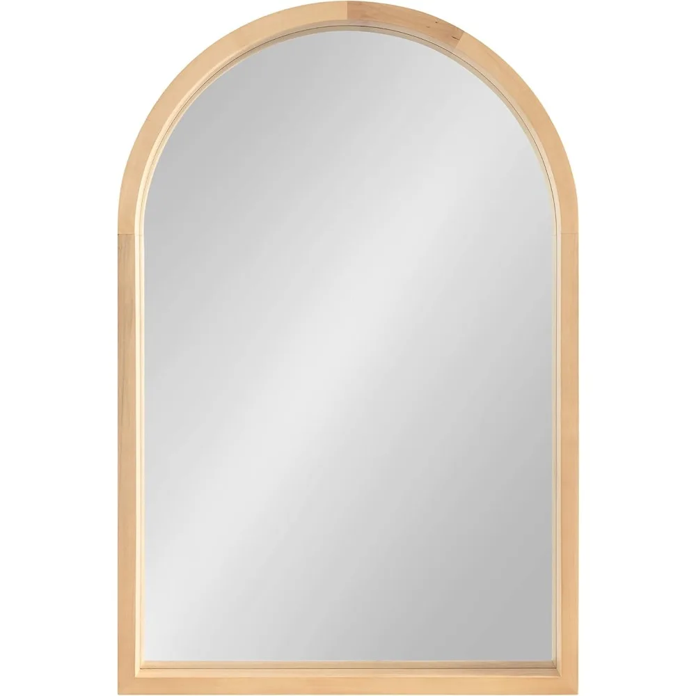 Hutton Farmhouse Wood Arched Mirror, 20 x 30, Natural Wood, Decorative Modern Large Arch Mirror with Deep Profile