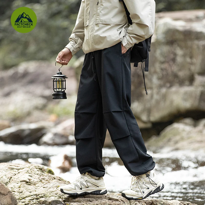 

FACTCHECKKITE EU US Size Top Quality Parachute Cargo Pants Unisex Fall Winter American Style Couple Straight Wide Leg Trousers