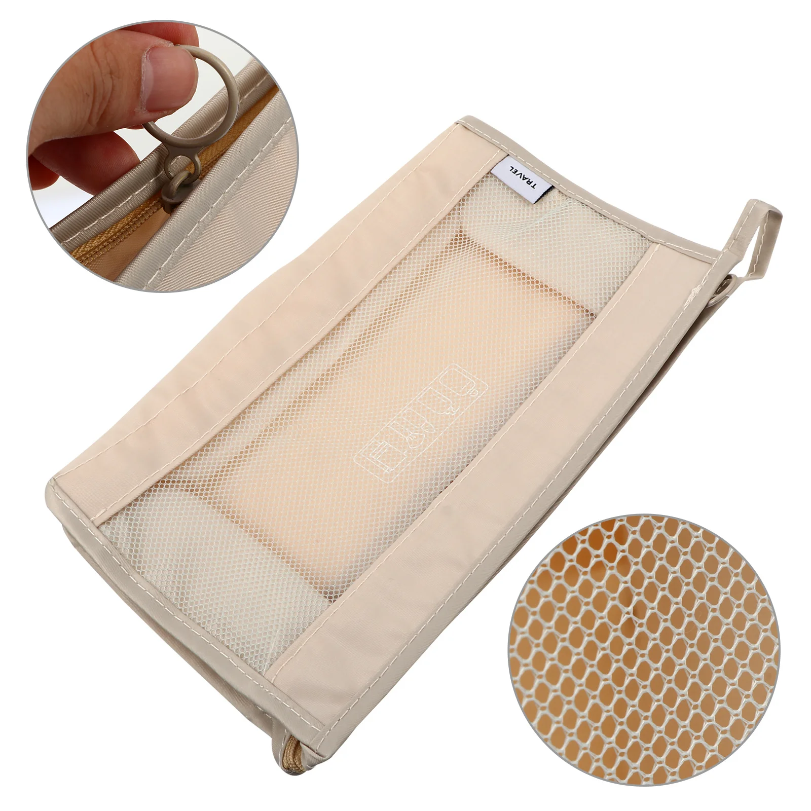 

1Pcs Toiletry Bag Portable Travel Wash Bag Hanging Rope Design Lightweight Breathable Nylon Mesh Travel Storage Pouch