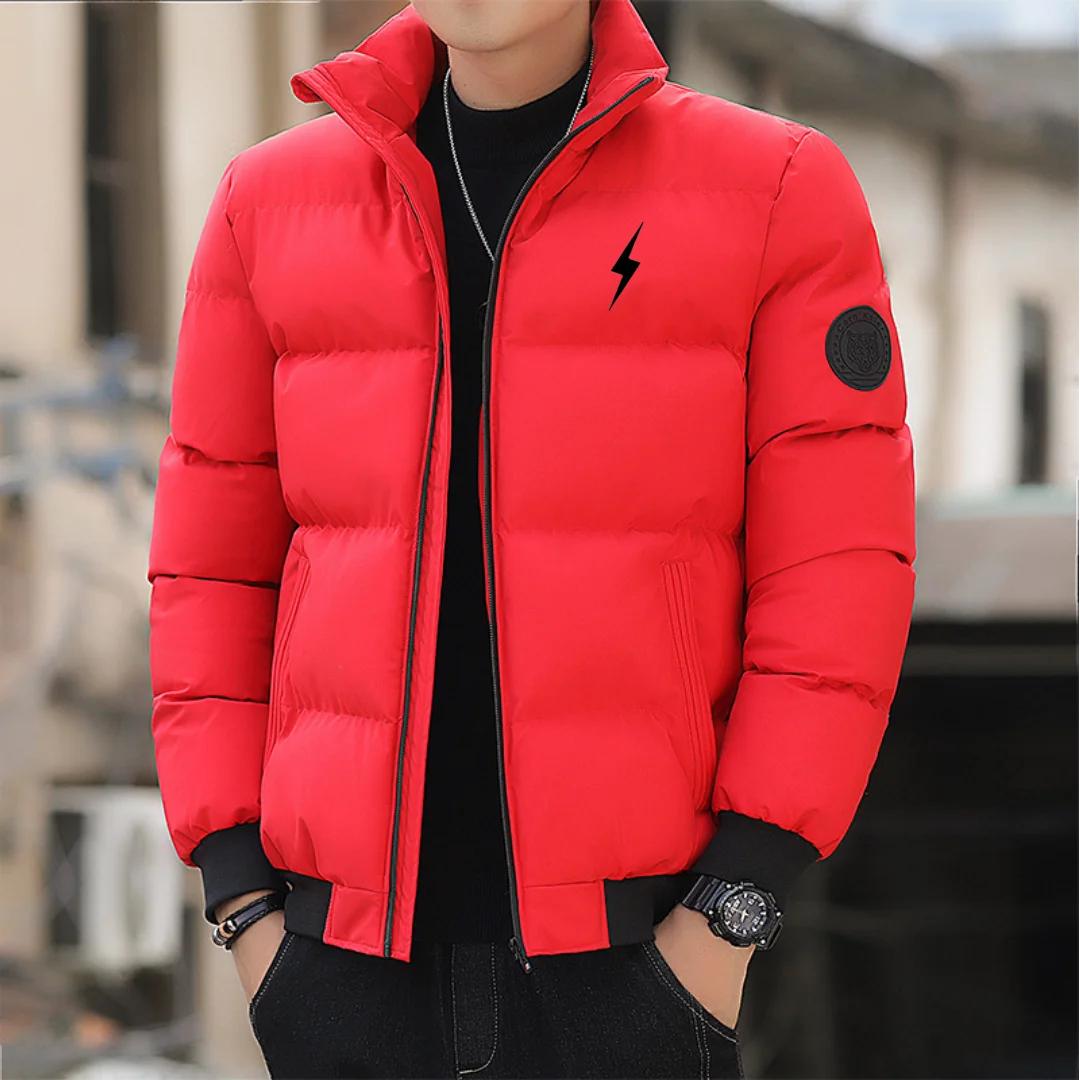 Cross-Border Men's Stand-Up Collar Cotton Coat, Thickened for Winter Warmth, Fashionable Zipper Cardigan Cotton Jacket