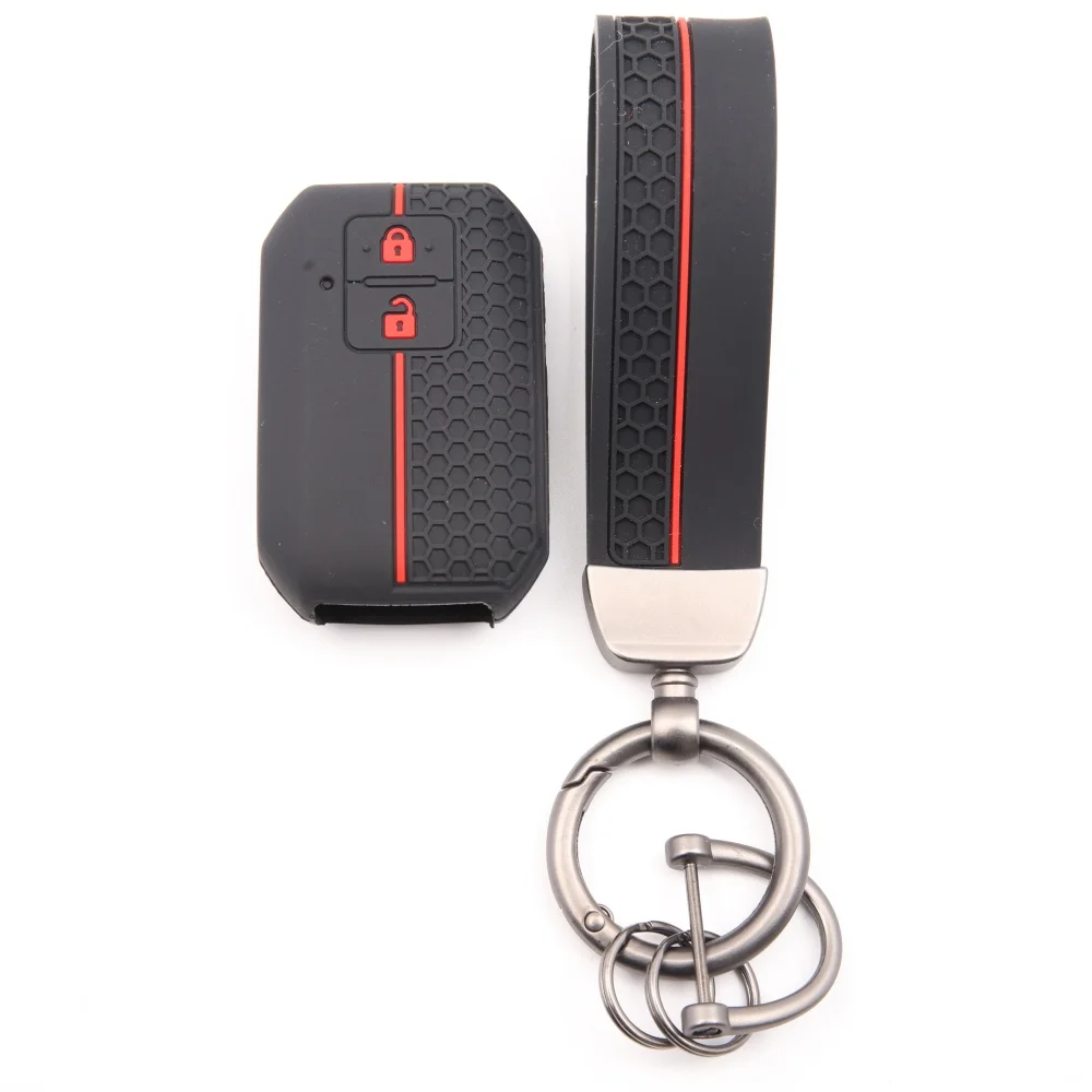 Silicone Key Case Cover For Suzuki Swift 2017 2018 Keyless Fob Shell Skin Keyring Key Chain Holder Protector