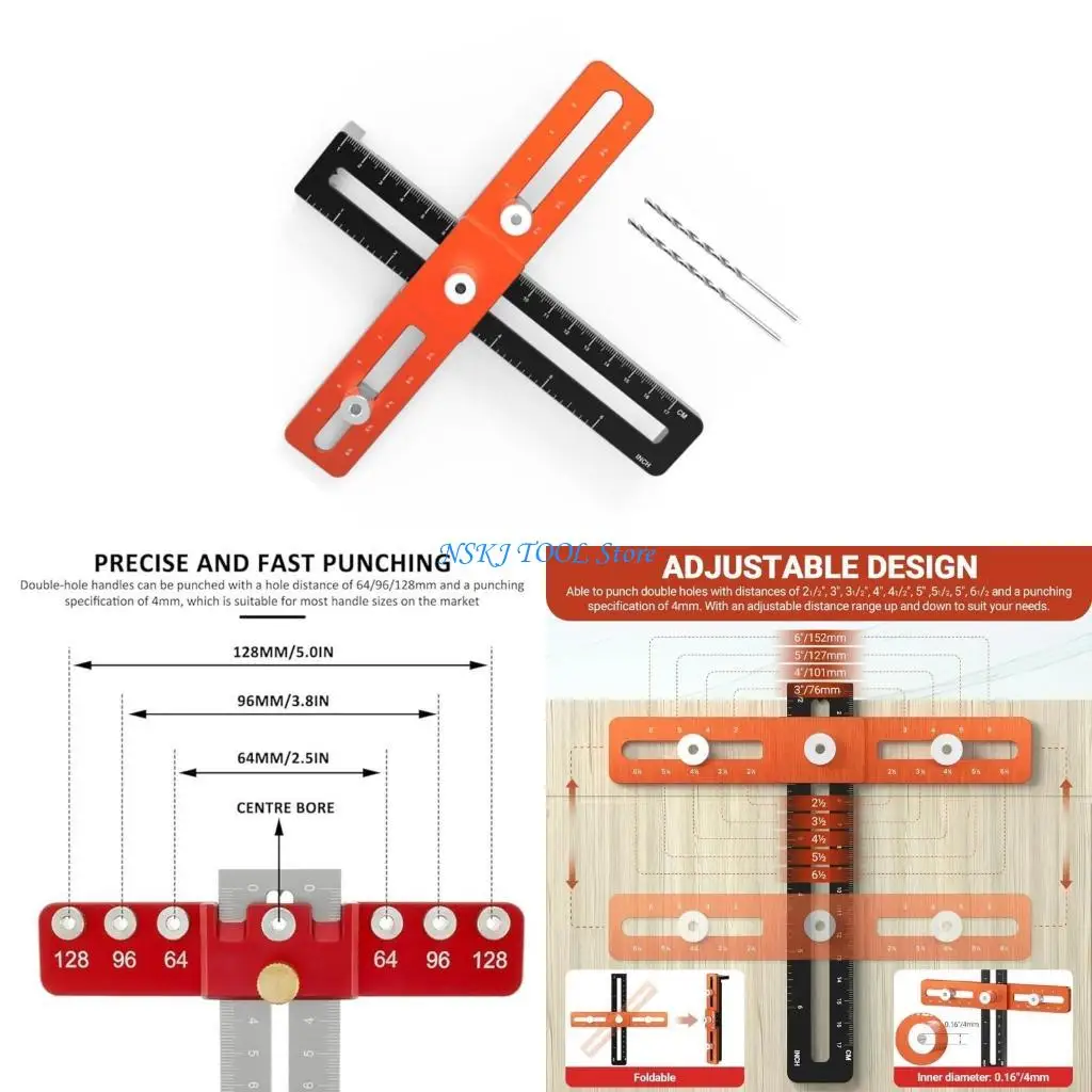 L8RC خزانة الأجهزة JIG فتحة فتحة خزانة المقبض أداة القالب DOWELING JIG #1