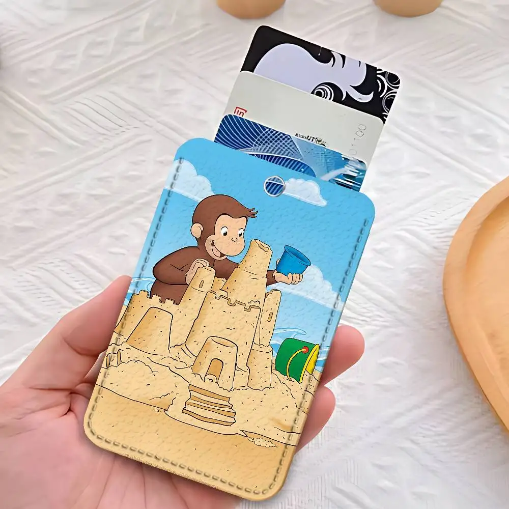 C-Curious-Llavero con soporte de Mokey G-Georges para tarjetas de trabajo, tarjetero de negocios, funda protectora para tarjetas de estudiante, tarjeta de autobús