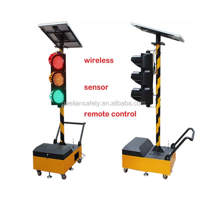 

One Side Mobile Portable Solar Powered Traffic Lights with IP65 Crossroad Pedestrian Warning Traffic Signal Light Controller