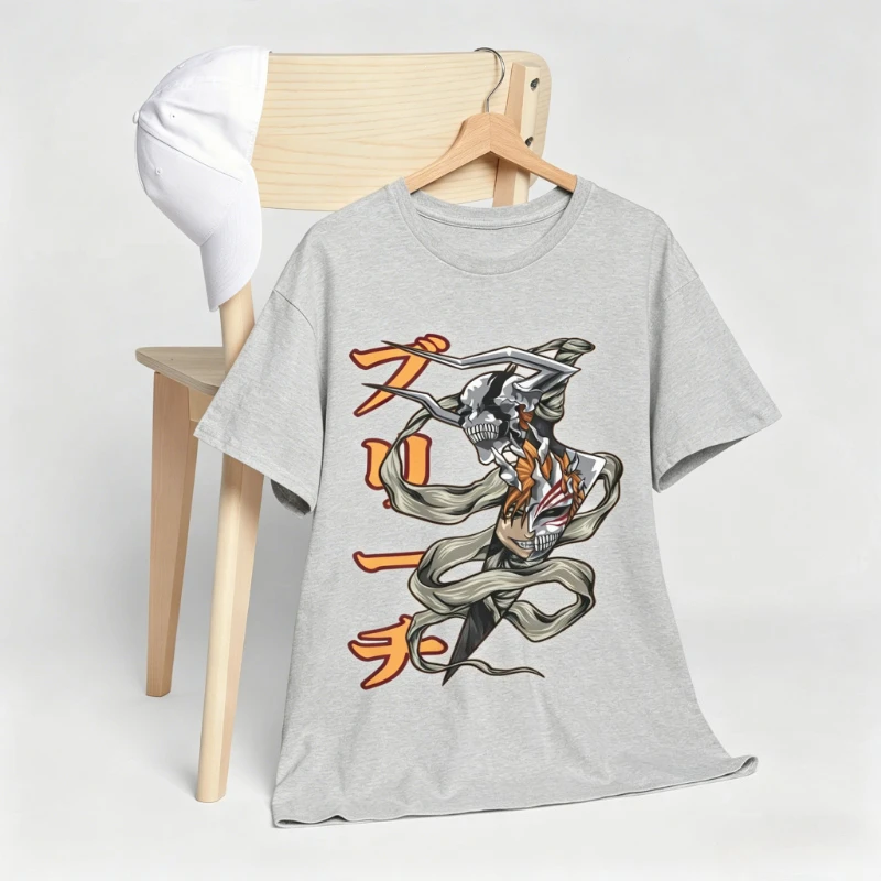 Bleach Ichigo Kurosaki Manga Graphic T-shirt Vintage Washed Dark Anime Unisex Oversized Crew Neck Cotton Short Sleeve Tee Tops