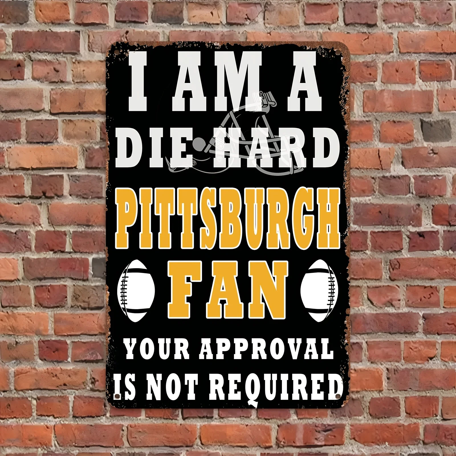 Vintage Pittsburgh Football Metal Sign 8x12 Inch, 2D Flat 1-Pack Retro Wall Decor for Home Bar Club Cafe Garage