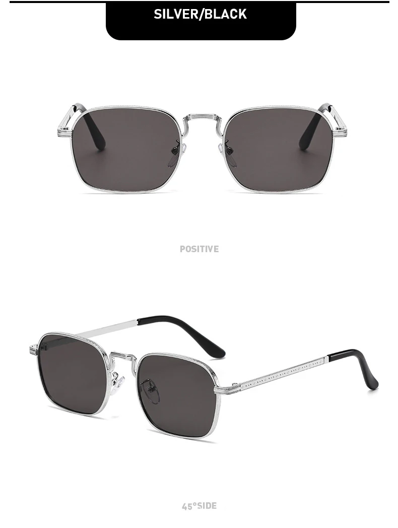 Neue trendige metallische personalisierte vielseitige Herren-Sonnenbrille mit rechteckigen Rahmen im Retro-Stil für Damen 2402 – Detail 19