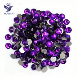 YANRUO 2058NoHF SS16-SS30 Purple Velvet Cold Fixation Strass Nail Art Non Hotfix Crystals Flat Back Glass Rhinestones For Crafts