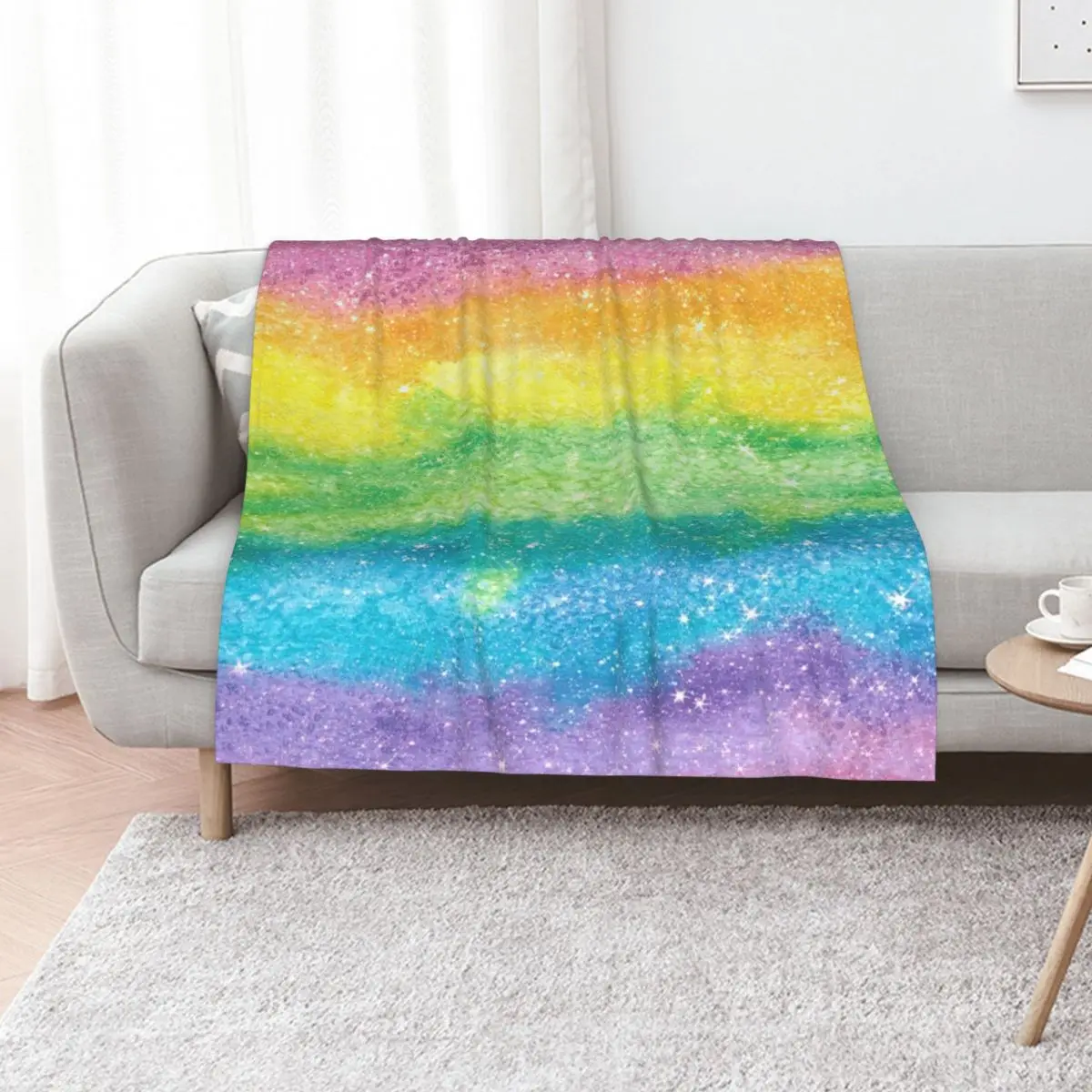 Glitter Rainbow Throw Blanket Picnic Luxury Brand Retros Quilt Designers Polar Blankets