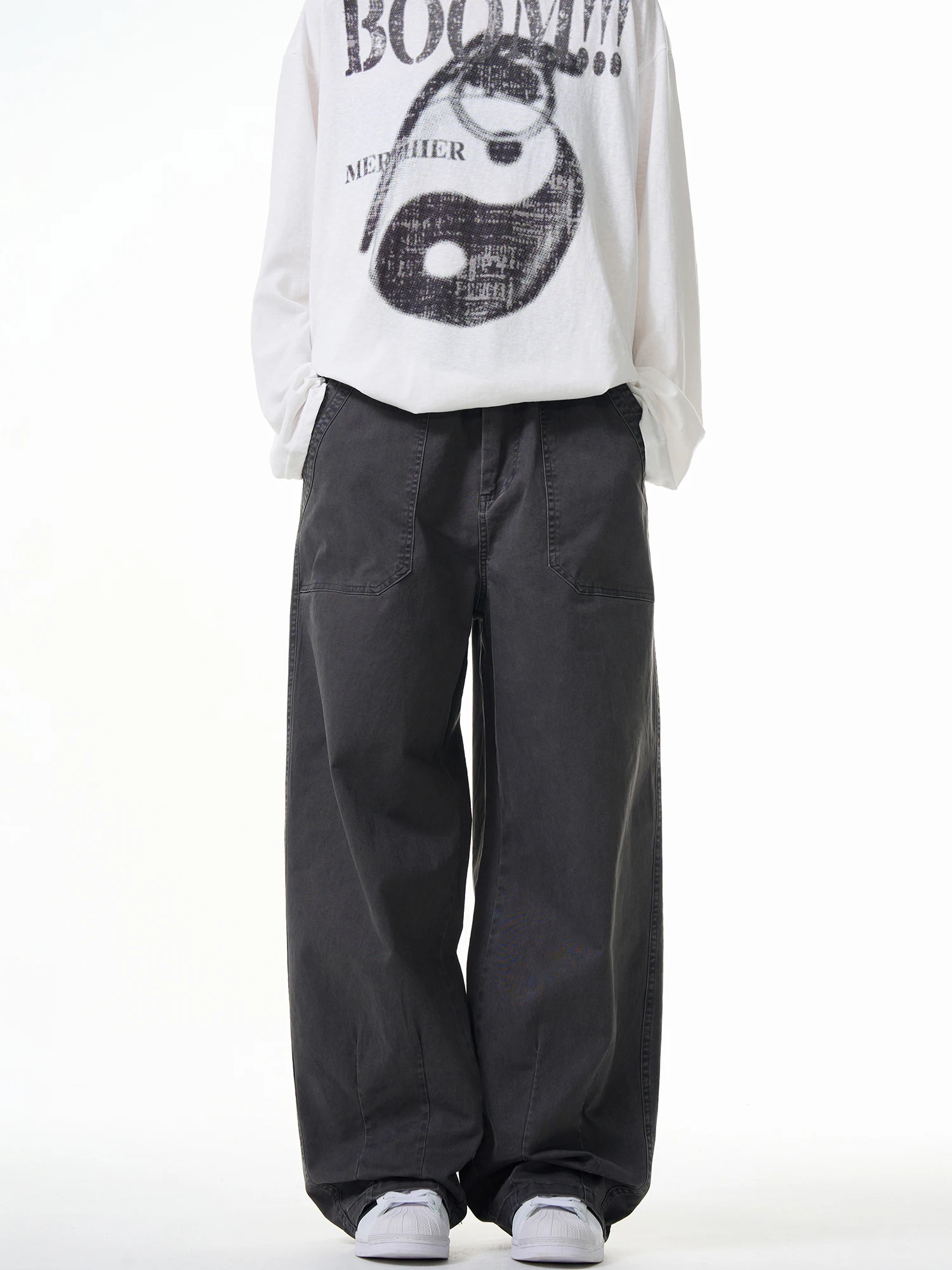 

Thumpup, повседневные рабочие брюки в американском стиле ретро, свободные прямые длинные брюки, мужские винтажные удобные хлопковые джинсы с завязками