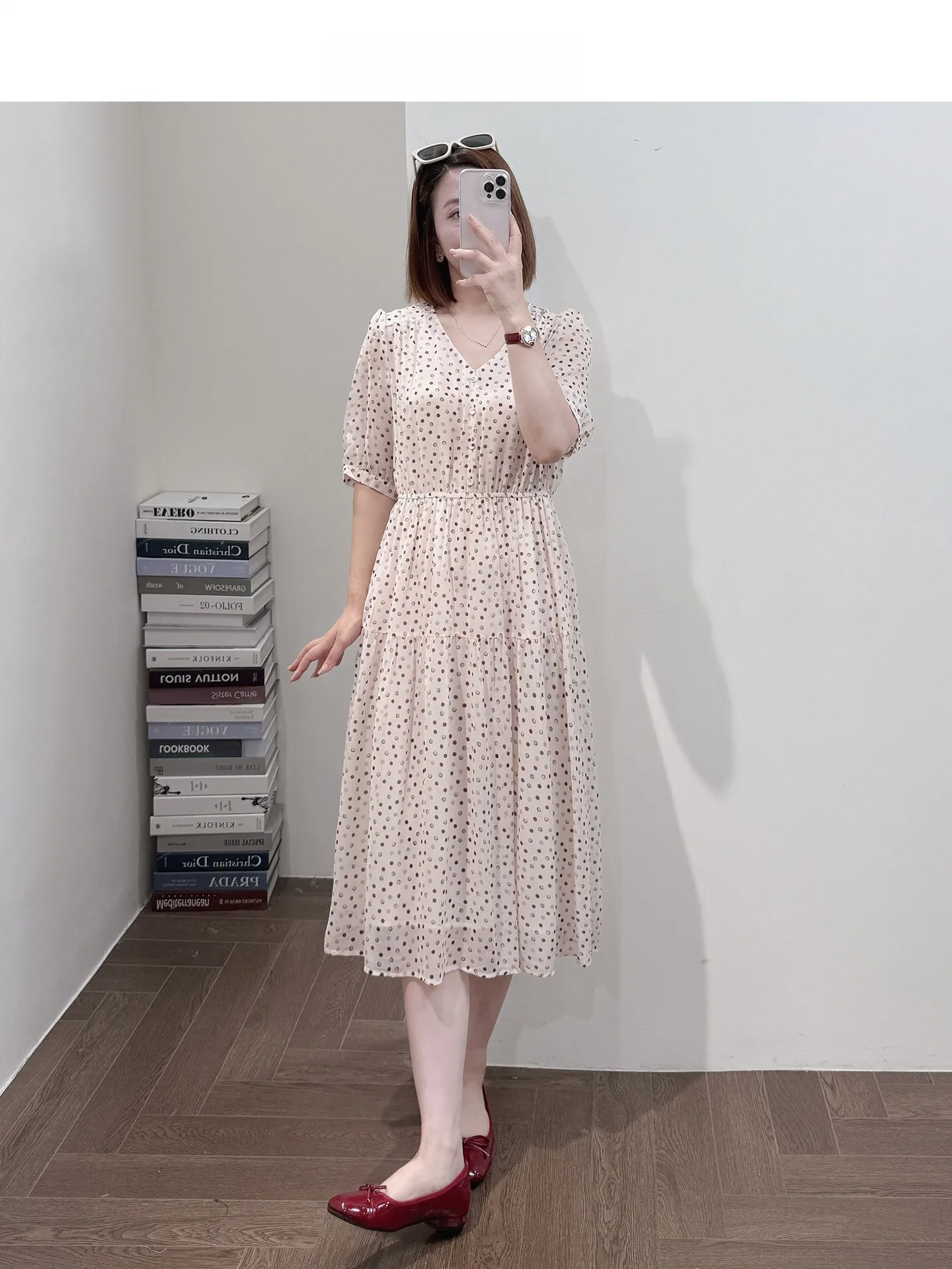 

Нежная шелковая марля большого размера 00, 0 момме, в горошек, не подчеркивающая фигуру, Dr. Summer 2025, женская мода