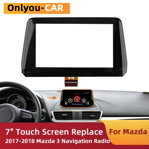 Imagen 1 del producto Para MAZDA 3 Axela 2017-2018 OEM TM070RDH03-00 Digitalizador de pantalla táctil de 7 pulgadas con marco de navegación Radio pantalla accesorios de coche