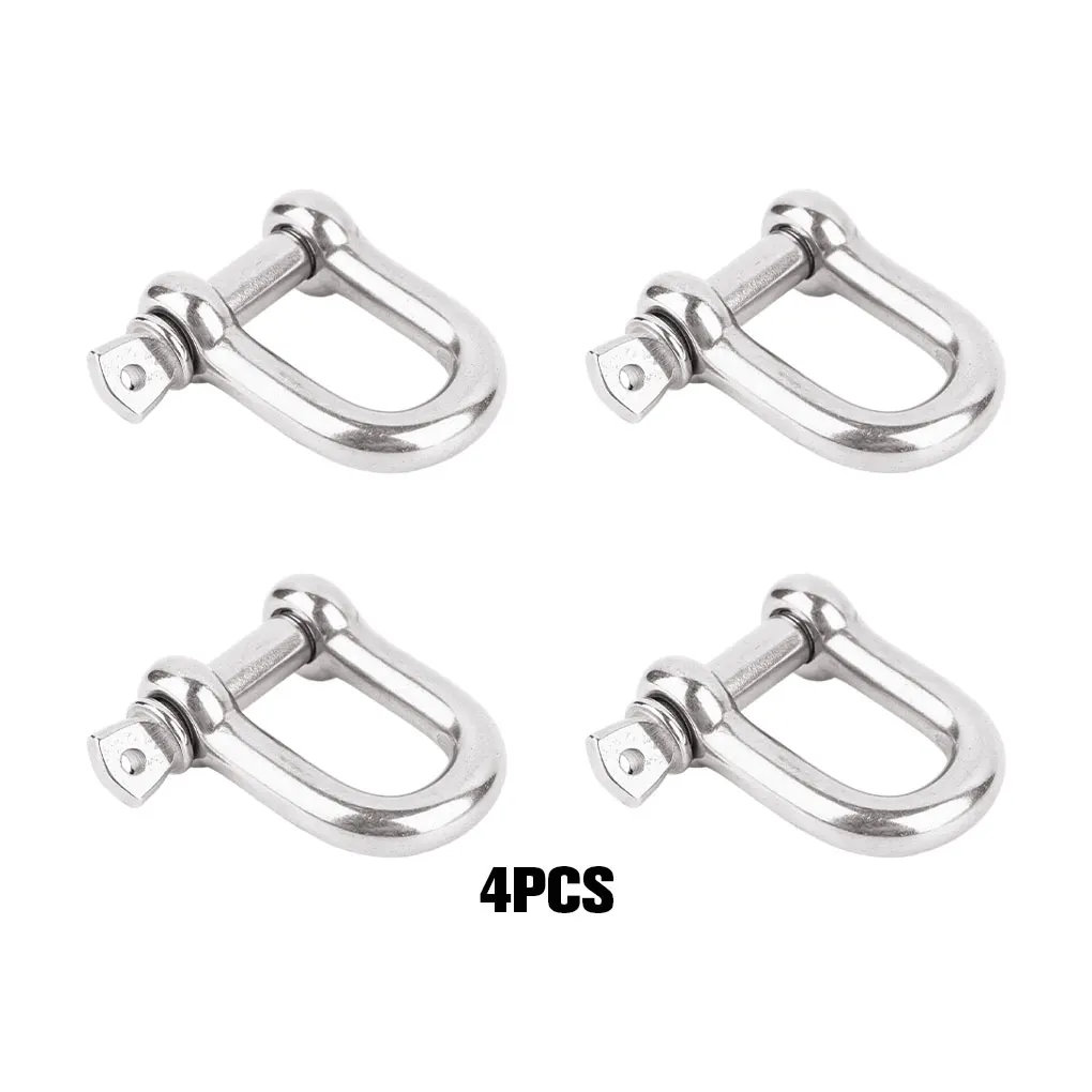 4x D-Type Stainless Steel Shackle For Simple And Easy Buckle D-type Design Easy To Use 304M8