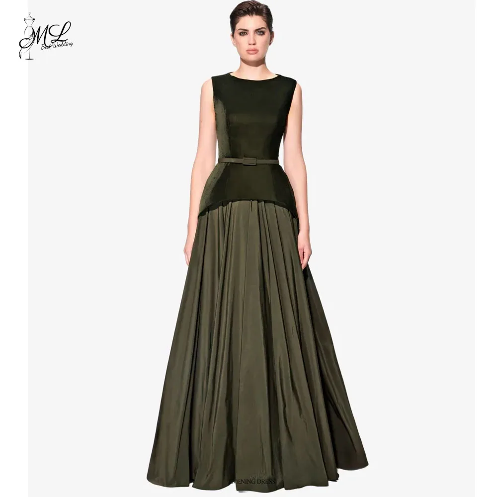 

ML Patchwork Women Evening Dresses Scoop Collar Sleeveless Party Dresses Fashionable A Line Draped Banquet Gown