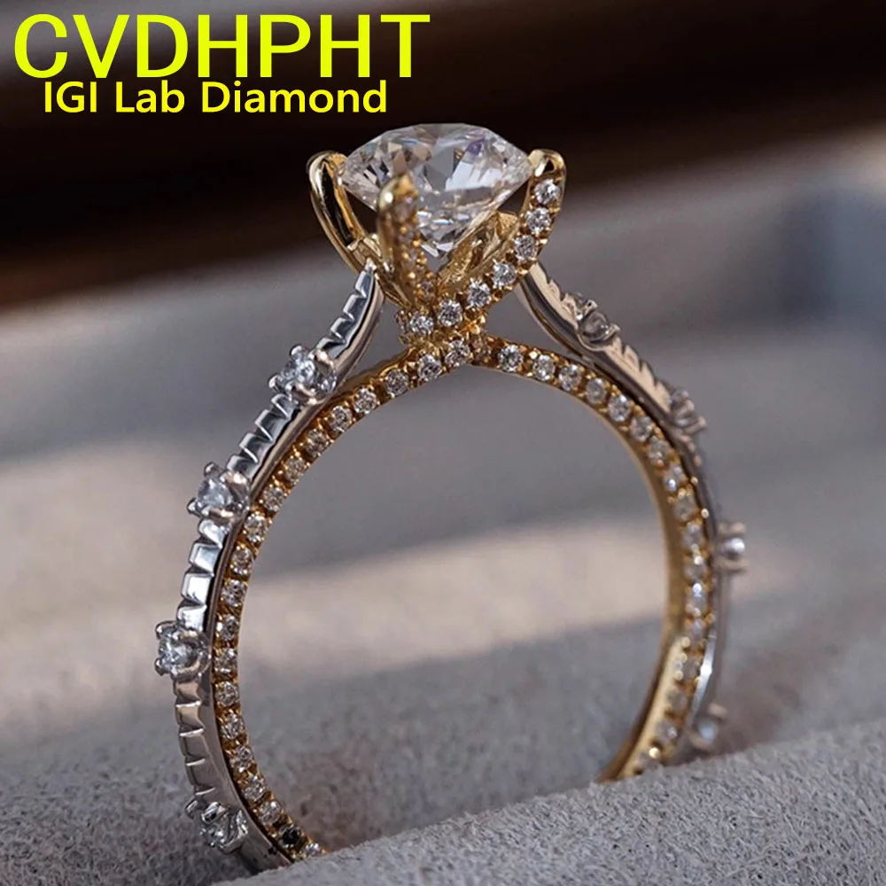 

Solid 18K white gold Lab grown dimaond ring IGI round shape D VS1 Wedding engagement ring