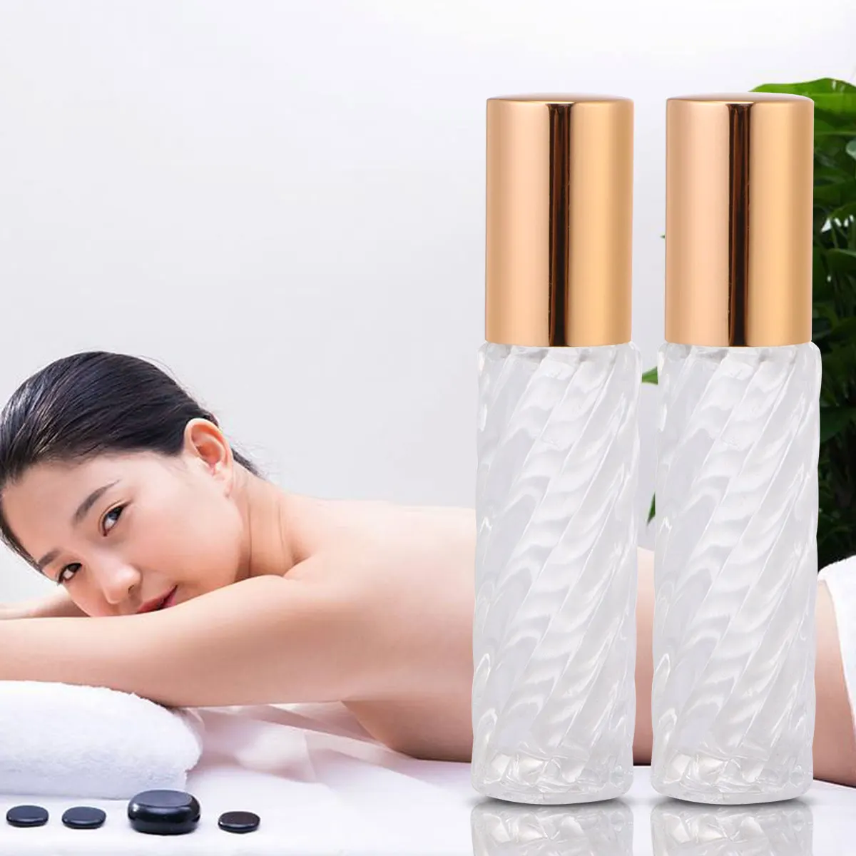 10Pcs Glass Roll-on Bottles Essential Oil Roller Bottles Travel Size Refillable Perfume Carrier Smooth Ball for Aromatherapy