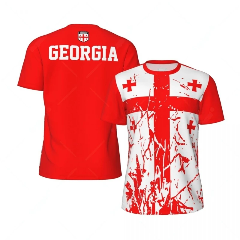 

Fashion Georgia Flag Men T-shirt National Emblem 3D Print Streetwear Loose Tee Shirts Summer Trend Casual Breathable Mens Tee