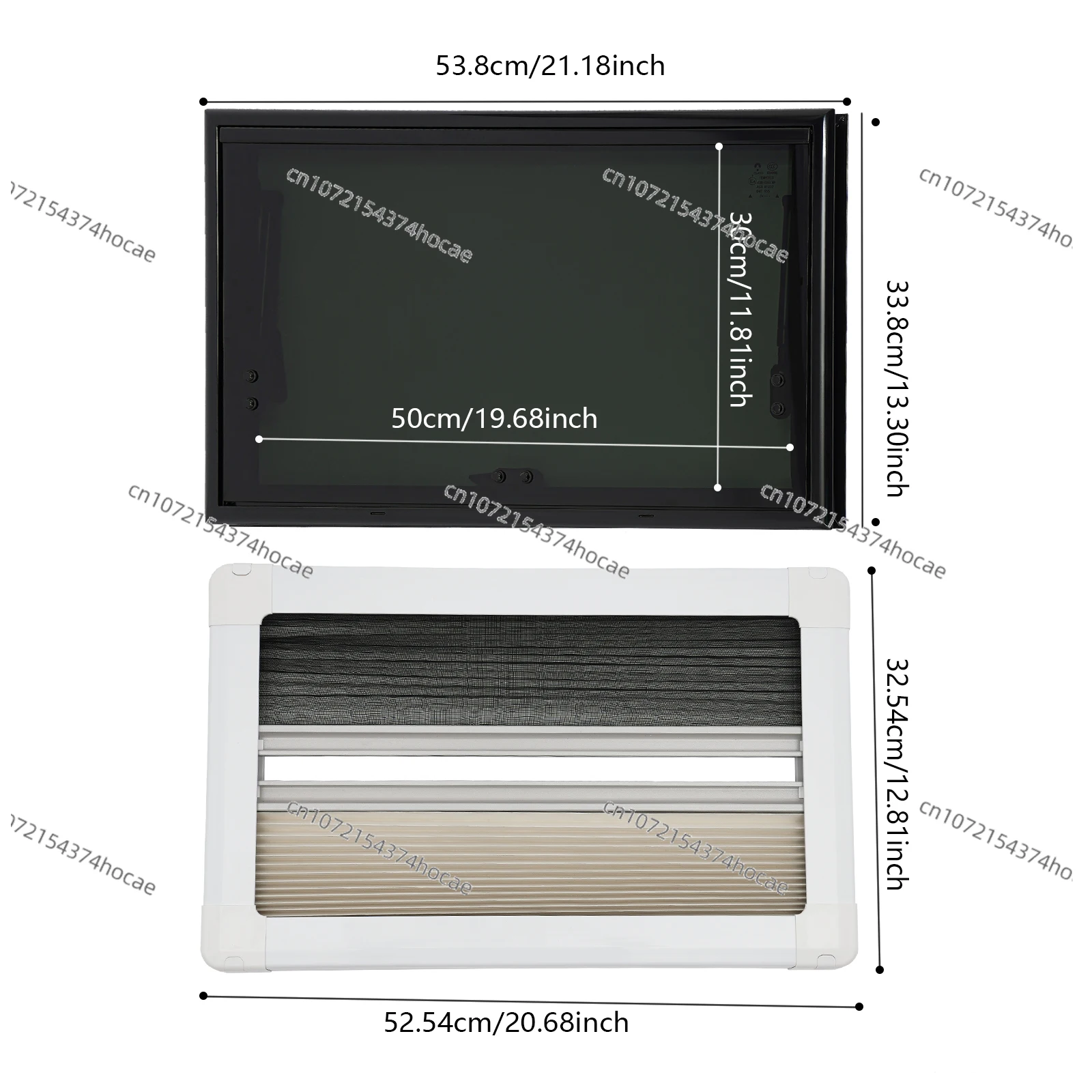 Display 500x300mm RV display suitable for camping vehicles, RV window includes shading