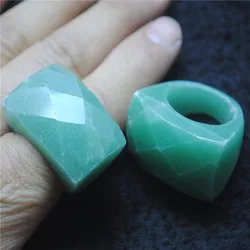1PC Men's Nature Green Aventurine Ring Faceted Surface Fashion Jewelry Size 20MM/21MM for Party Wear