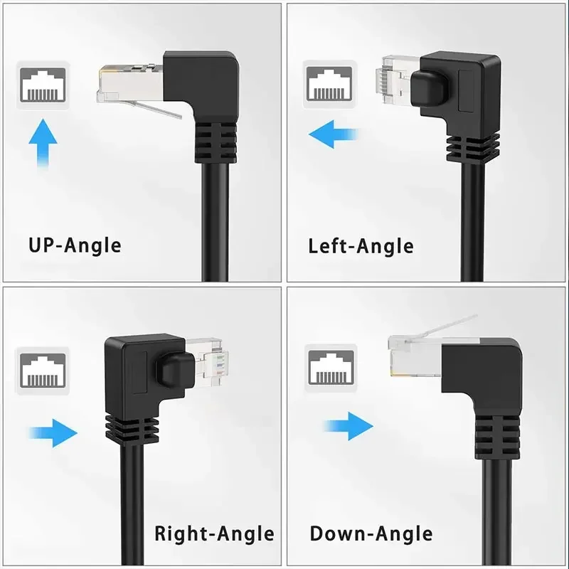 10-50cm Cat6 Ethernet Extension Cable RJ45 90 Degree Right Angle Cat 6 Shielded Male to Female Ethernet Lan Network Line Adapter