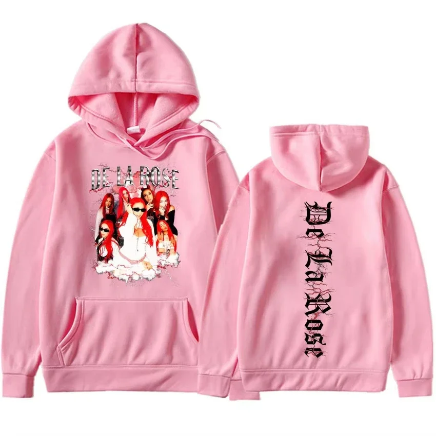Singer De La Rose Graphics Hip Hop 2D Hoodie Mens Oversized Pullovers Spring Autumn Casual Y2K Cozy Sweatshirt Streetwear Fans
