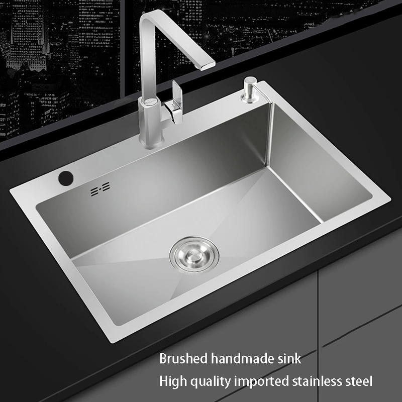 Stainless Steel Undermount Kitchen Sink Home Improvement Brushed Washing Fruit Basin Manual Single Bowl with Drain Accessories