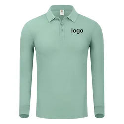 Polo uni à manches longues pour hommes et femmes, T-shirt à revers, Polos de golf, Vêtements réguliers, Personnalisés, 3 boutons, Automne, Hiver