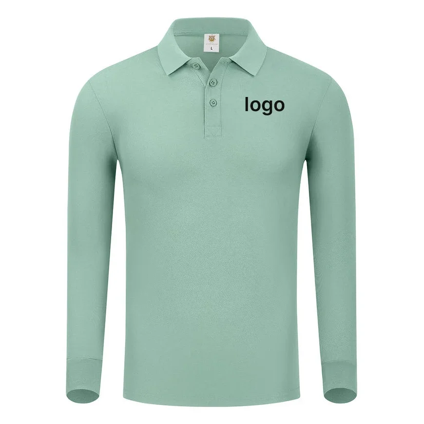 Plain Long Sleeve Polo Shirt Men Women Solid 3 Buttons Lapel T Shirts Autumn Winter Golf Polos Regular Mens Tops Clothing Custom