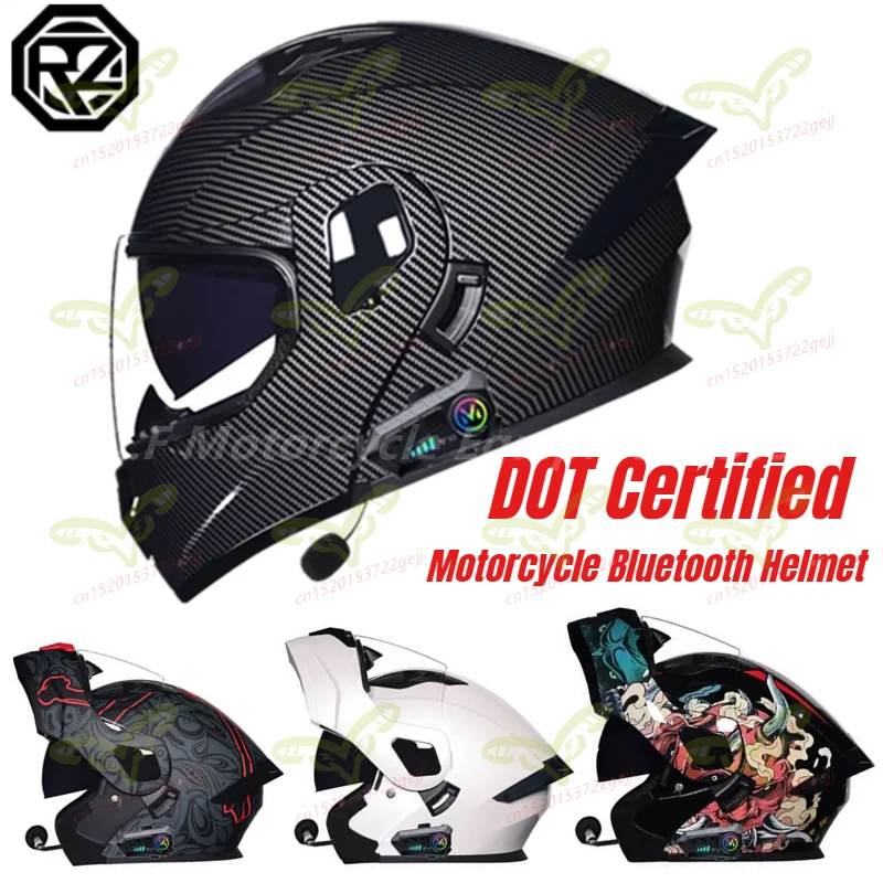 

Мотошлем ORZ Flip Up с двойным визором и Bluetooth, сертифицированный DOT, полнолицевой мотошлем для мужчин и женщин, Cascos Para Moto