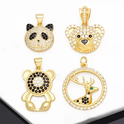 Clearance Cute Panda Pendant for Necklace Copper Gold Plated Bear Deer Animal Jewelry Making Supplies Wholesale pdtb204