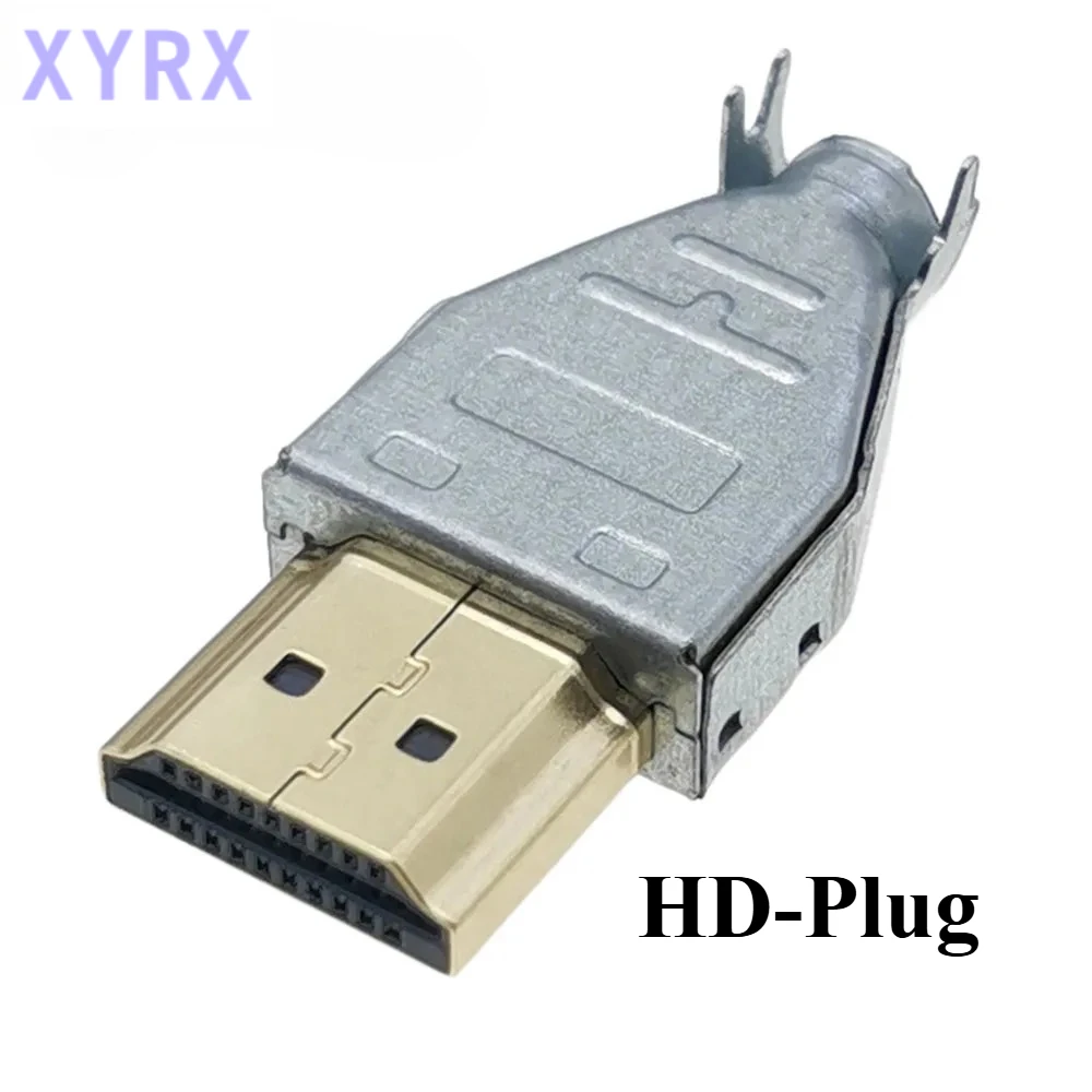 In spot 1pcs New HDMI-compatible Plug Connector Solder Wire Welding Connectors 20P HD Line Repair DIY Male Plug Metallic housing